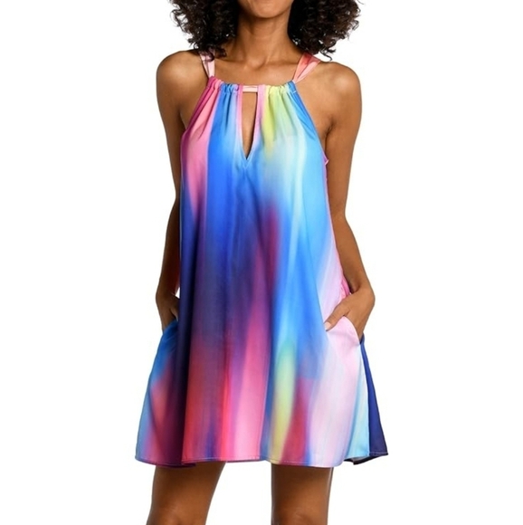 NWT La Blanca Sunset Shores High Neck Dress Multi Color size Xtra Small - Picture 1 of 10